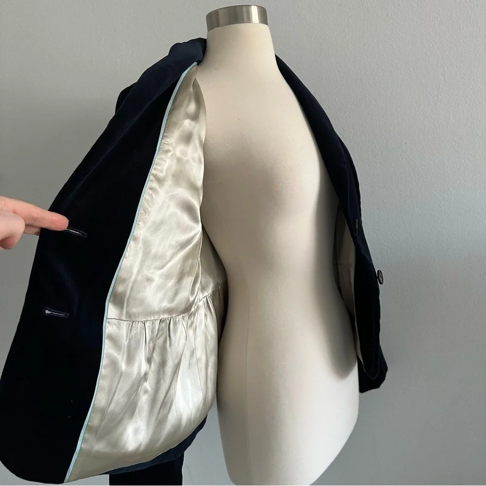 J. Crew Deep Blue Velvet Blazer Jacket Sz 8